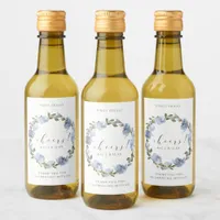 Bridal Shower Mini Bottle Dusty Blue Watercolor Wine Label