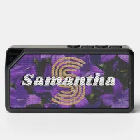 Purple Campanula Flowers Floral Monogram Custom Bluetooth Speaker