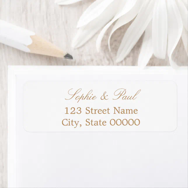 Stylish Beige White Return Address Label