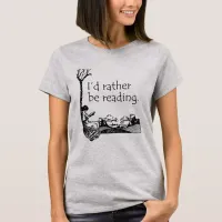 I'd Rather Be Reading with Vintage Illustration T-Shirt