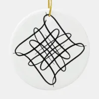 Black and White #11 Square Doodle Ceramic Ornament