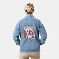 Unity in Faith: A Patriotic Denim Jacket for Women