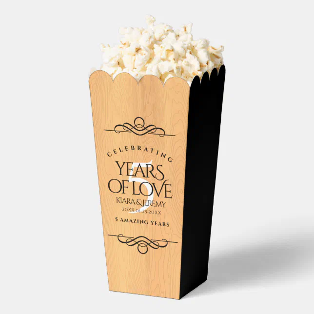 Elegant 5th Wood Wedding Anniversary Celebration Favor Boxes