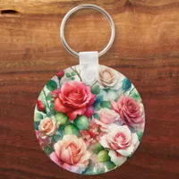 Whimsical Rose Pattern Keychain