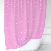 Pink and White Polka Dots Shower Curtain