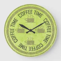 Coffee Time Green Large Clock