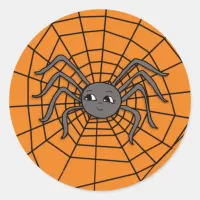 Spider in Spider Web Halloween Spooky Party Classic Round Sticker