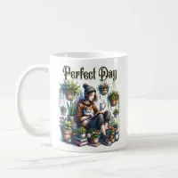 Perfect Day | Girl Reading with Cat and Plants Coffee Mug