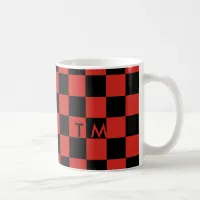 Checkerboard Monogram Red/Black CMXR Coffee Mug