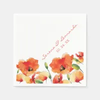 Summer Golden Poppy Wedding Reception Napkins