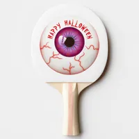 Red Bloodshot Eyeball Happy Halloween Ping Pong Paddle