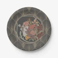 Grey & Gold Art Deco Fan Paper Plates