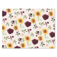 Fall Sunflowers and Burgundy Roses Bridal Shower Tissue Paper