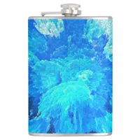 Abstract, modern, turquoise jellyfish pattern   flask