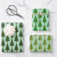 Simple Shapes Christmas Trees Wrapping Paper Sheet