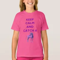 Keep Calm Purple Unicorn Girls Hanes TAGLESS Tee