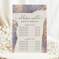 Iridescent Purple Gold Glam Glitter Service Price Menu