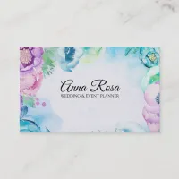 *~* Sea Blue Rose Floral Wedding Event Planner Business Card