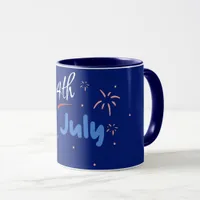 Minimalist "4th of July" with Firecracker Bursts Mug