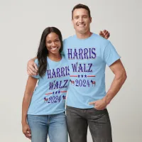 Harris Walz 2024 USA Democrat Donkeys Unisex Light T-Shirt