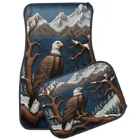 Majestic Eagle Perched by Serene Mountain Lake Car Floor Mat