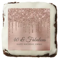 Glittery Rose Gold Drips Metallic 40 & Fabulous Brownie