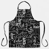 Hairdresser Typography Black And White Modern Apron