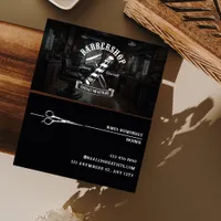 Modern Black Hair Stylist Barbershop Business Card