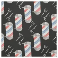 Watercolor Seamless Pattern Barber Shop by Yard Fabric