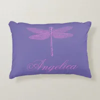 Pink and Purple Fantasy Dragonfly  Accent Pillow