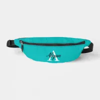 Turquoise Stylish Monogram Script Fanny Pack