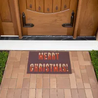 Snow Covered Merry Christmas Font Dark Blue Coir Doormat