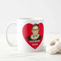 Ruth Bader Ginsburg Supreme Diva Tinted Red Heart Coffee Mug