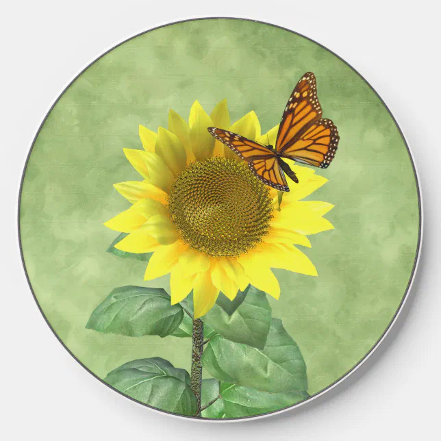 Pretty Sunflower and Butterfly Wireless Charger