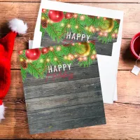 Festive Lights Baubles Rustic Holiday Christmas  Envelope Liner