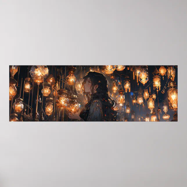 Phoebe in the Hall of Lanterns - Ultra wide Poster