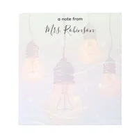 Hanging Glowing Lightbulbs Customizable Teacher Notepad