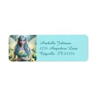 Beautiful March Fairy in Daffodils Label