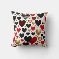  Red and Black Hearts Throw Pillow