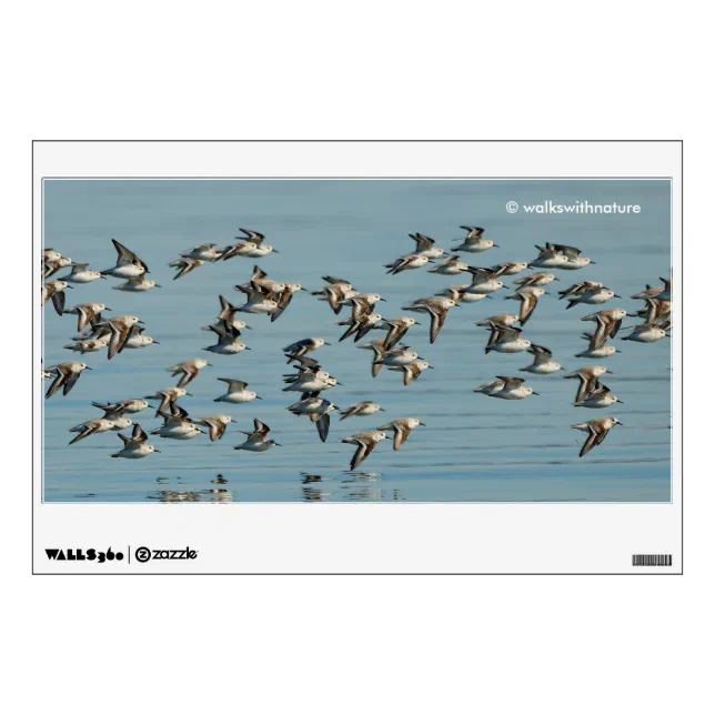 Sanderlings Take Flight in the Winter Skies Wall Decal