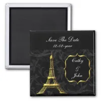 gold Eiffel Tower French wedding Save the Date Magnet