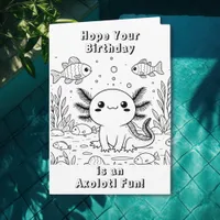 Cute Axolotl | Coloring Page Birthday Card