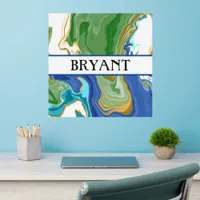 Blue and Green Faux Marble Personalized Name Wall Decal