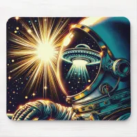 Astronaut with a Reflection of a UFO  Mouse Pad