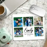 Custom Family Script Quote Photo Collage Keepsake Mouse Pad