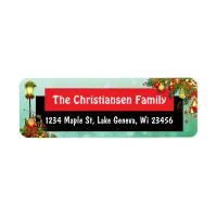 Personalied Christmas Green Red Festive Holiday Label