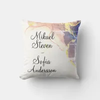 Marvellous Dusty Rose Golden Powder  Marble      Throw Pillow