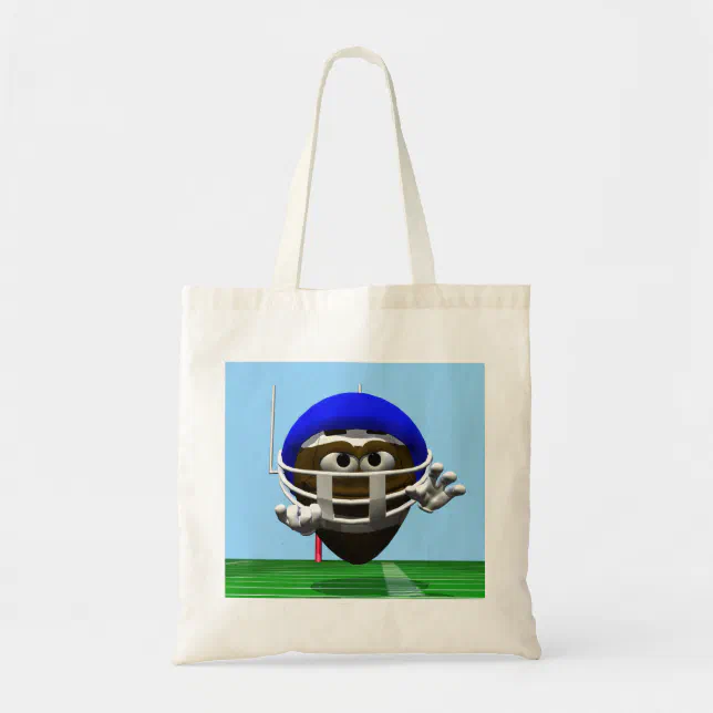 Funny Cartoon Football in a Helmet Tote Bag