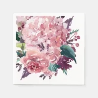 Elegant Girly Pink Watercolor Floral Napkins