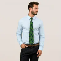 Flowers of Botanical Gardens Green-Blue Pattern Neck Tie